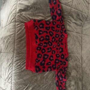 Red Leopard Print Sweater
